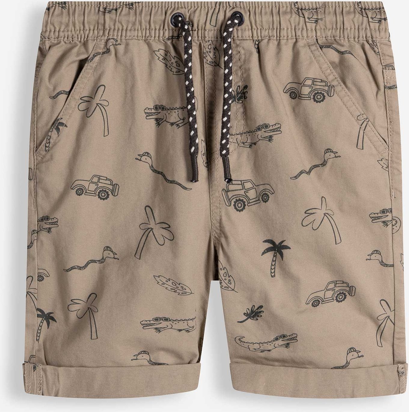 Shorts - Allover-Muster - hellbraun