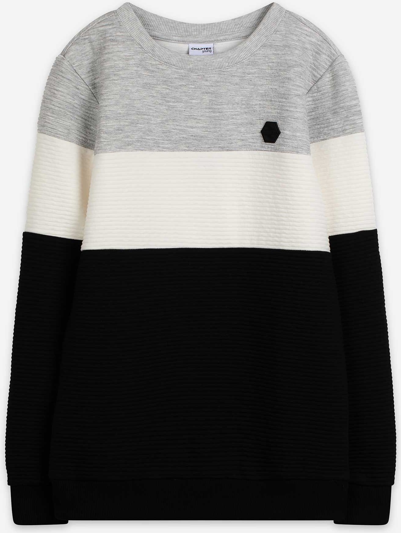 Sweatshirt - Color-Blocking - grau