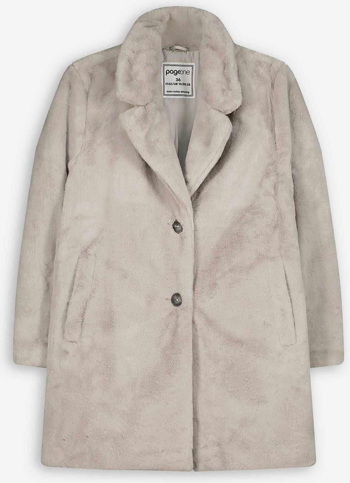 Mantel - Kunstfell - beige