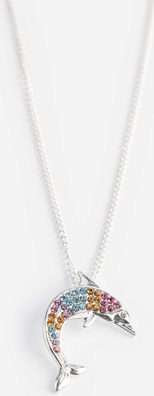 Kette - Strasssteine - silberfarben