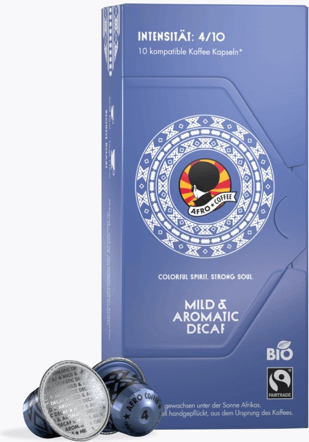 Thumbnail - Afro Coffee 10 Kaffeekapseln Mild & Aromatic Decaf Bio