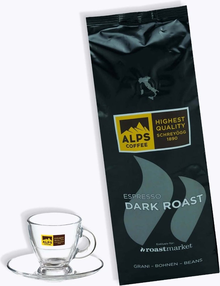 Alps Coffee Dark Roast 1kg + Gratis Glas Espressotasse