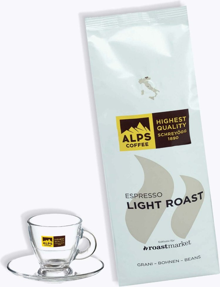 Alps Coffee Light Roast 1kg + Gratis Glas Espressotasse