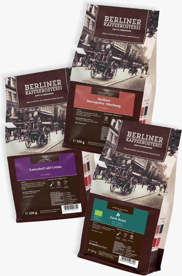 Berliner Kaffeerösterei Exklusives Probierpaket 3 x 250g