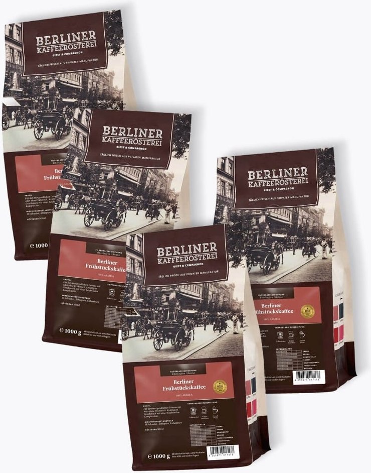 Berliner Kaffeerösterei Berliner Frühstückskaffee Vorteilspaket 4 x 1kg