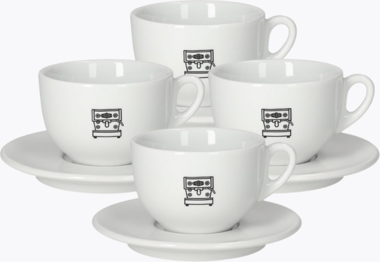 La Marzocco linea Cappuccinotasse Schwarz mit Untertasse 4er Set