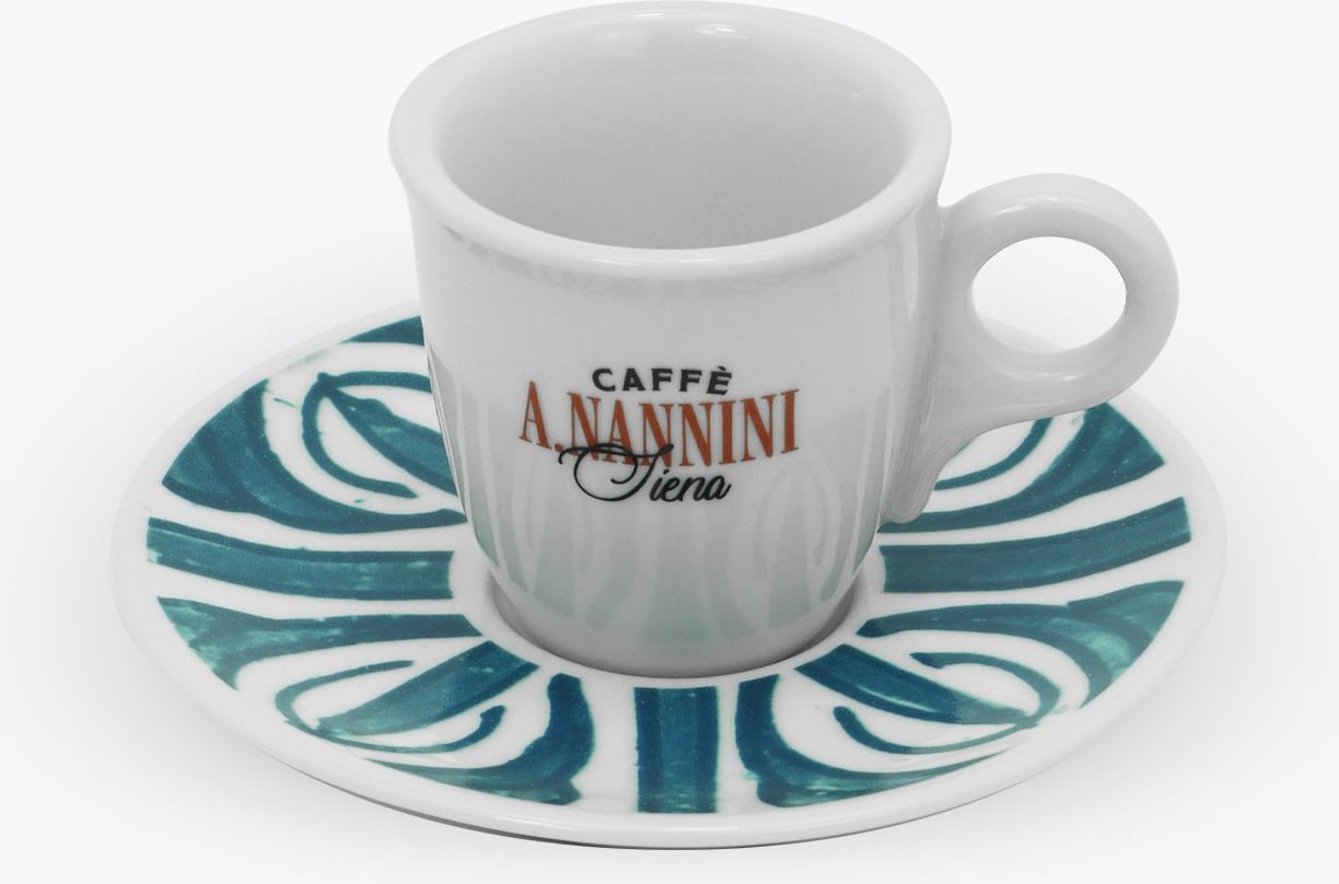 Caffè A. Nannini Espressotasse mit blauer Untertasse