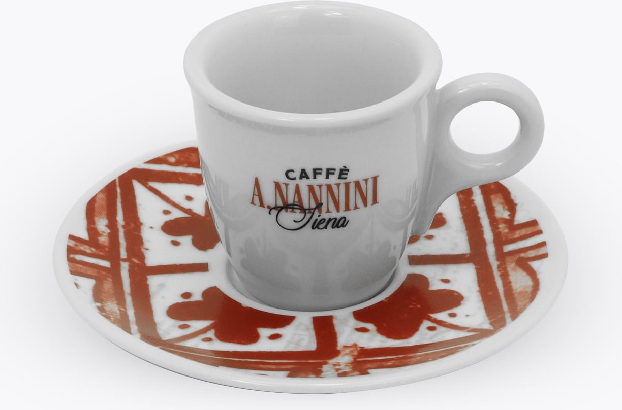 Caffè A. Nannini Espressotasse mit roter Untertasse
