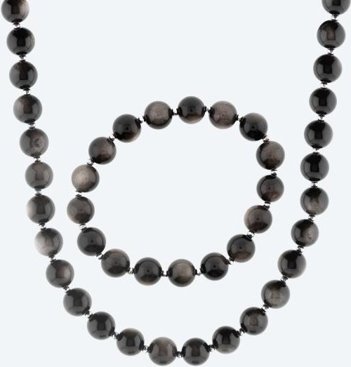SET: Collier+Armband Obsidian Magnetverschluß