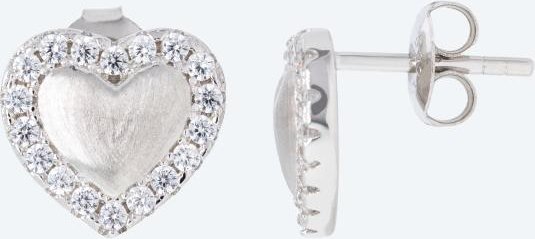 Ohrstecker Herz 925 St. Silber rhodiniert Zirkonia