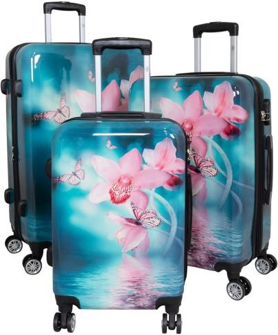 3-teiliges Polycarbonat-Kofferset 'Orchidee'