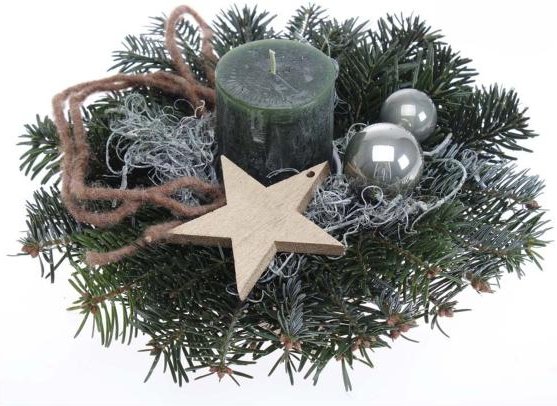 Nordmanngesteck mit Kerze grün