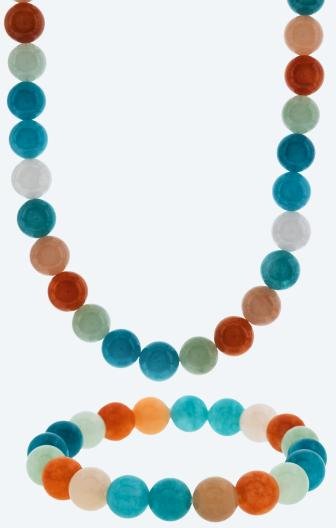 SET Collier+Armband Quarz gefärbt, Aventurin