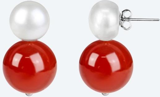 Ohrstecker 925 rhodiniert Achat rot, SWZPerle