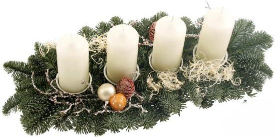 Nobilis-Tischgesteck mit Kerzen rot