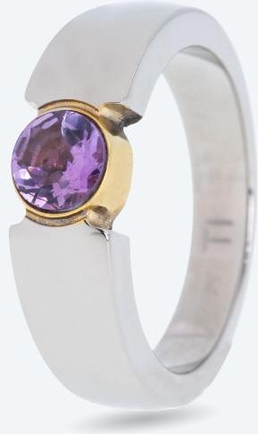 Titan Solitär Ring bicolor Amethyst