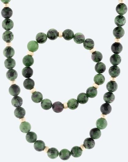 SET: Collier+Armband Rubinzoisit Magnetverschluß