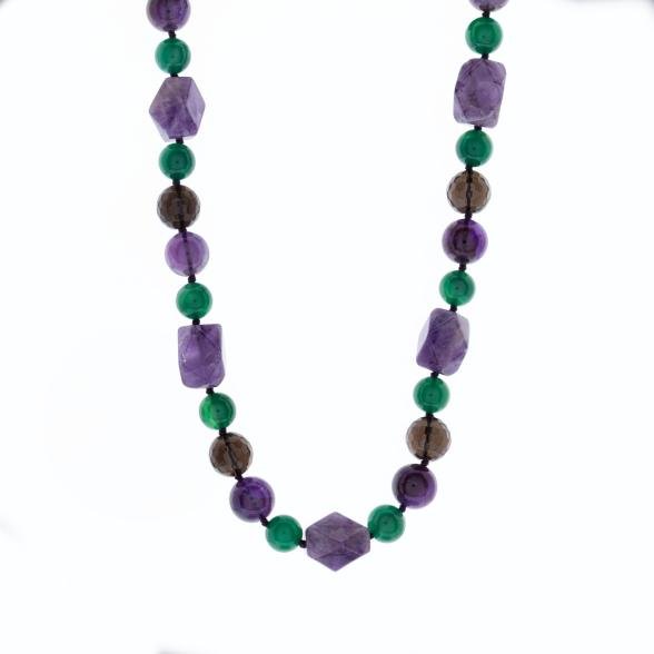 Collier Amethyst, Achat, Rauchquarz