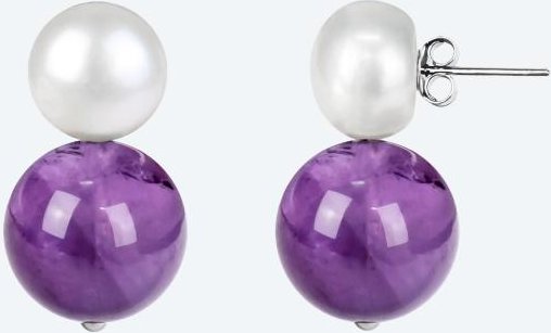 Ohrstecker 925 rhod. Amethyst, SWZPerle