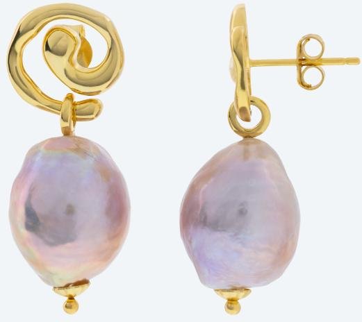 Ohrhänger 925 Silber vergoldet Edison Perle