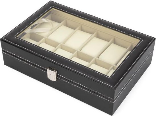 12er Uhrenbox schwarz