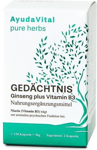 AYUDA VITAL Gedächtnis Ginseng+Vit B3 120 Kapseln