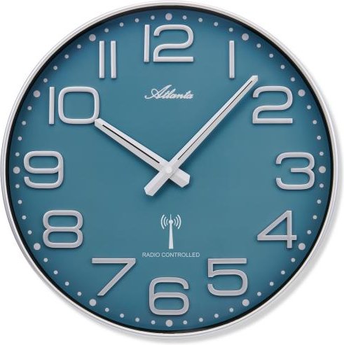 Atlanta Funk-Wanduhr silber-blau