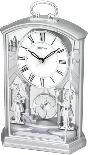 RHYTHM Magic Motion Tischuhr, Quarzwerk, silber