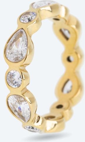 Edelstahl Ring vergoldet Zirkonia