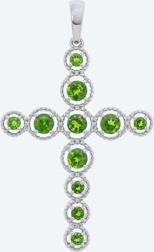 Kreuz-Anhänger 925 St. Silber rhod. Chromdiopsid