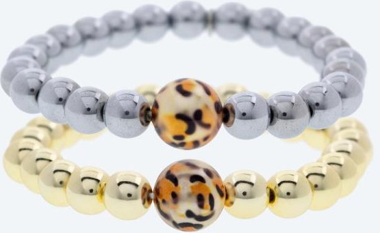 SET: 2 x Armbänder Hämatit, Muschelkernperlen