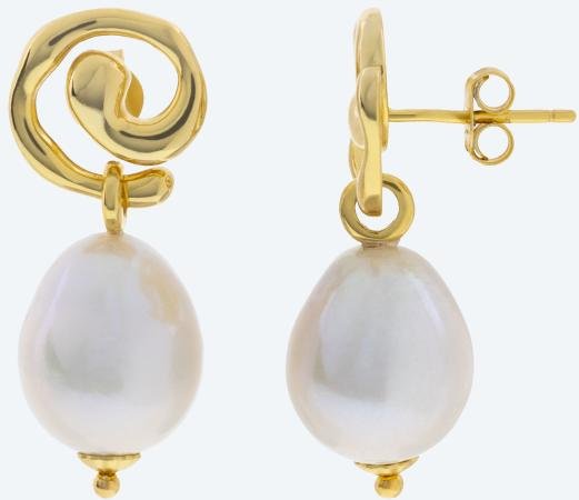 Ohrhänger 925 Silber vergoldet Edison Perle