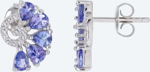 Ohrstecker 925 Silber rhodiniert Tansanit
