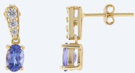 Ohrhänger 925 Silber vergoldet Tansanit