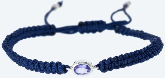 Armband 925 rhodiniert Tansanit Textilband blau