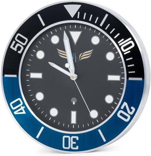 Royal Time Funkwanduhr silber-schwarz/blau