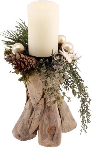 Treibholz-Kerzenhalter creme