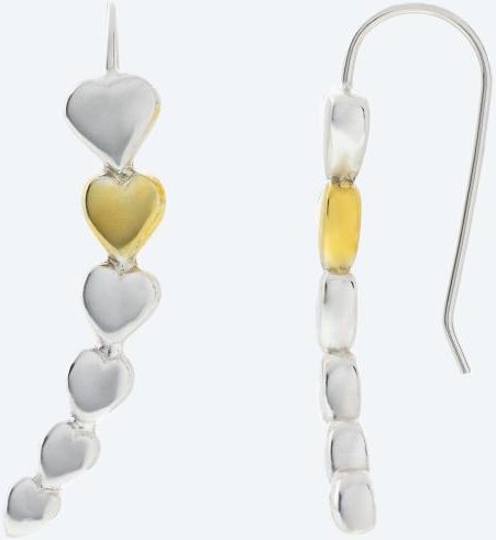 Herz-Ohrhänger 925 Sterling Silber bicolor