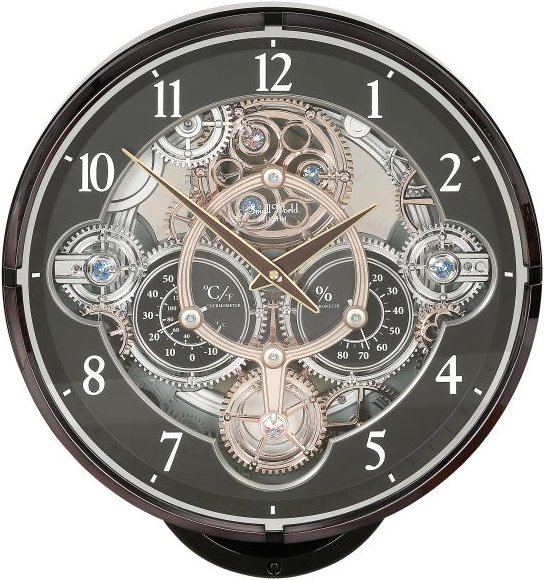 RHYTHM Wanduhr MAGIC MOTION, 30 Melodien, schwarz