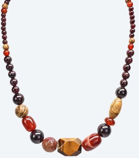 Collier Tigerauge, Achat, Granat Magnetverschluß