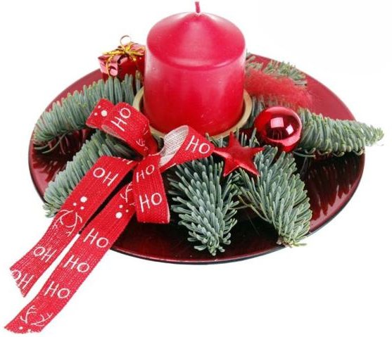 Tischdekoration mit Kerze creme