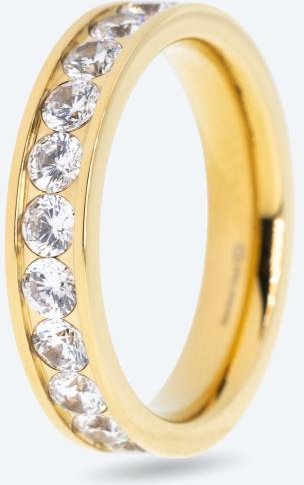 Edelstahl Ring vergoldet Zirkonia