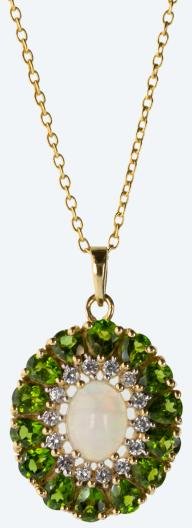 Anhänger 925 Silber vergoldet Opal+Chromdiopsid