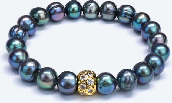 Armband Süßwasserzuchtperlen peacock, Zirkonia