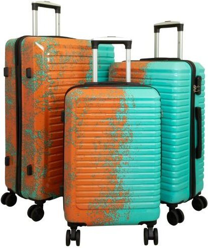 3-tlg. Poly-ABS-Kofferset 'Sierra' türkis-orange