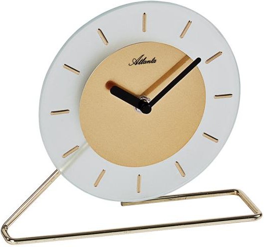 Atlanta Tischuhr, Quarz, weiß-gold