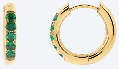 Edelstahl Creolen vergoldet Zirkonia grün