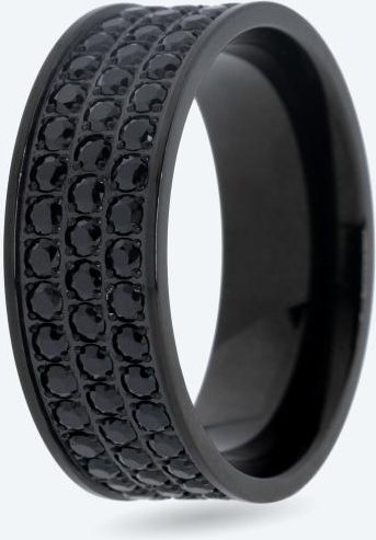 Ring Edelstahl IP-schwarz mit Zirkonia