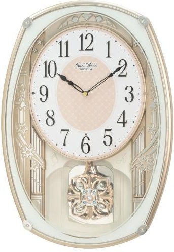 RHYTHM Magic Motion Wanduhr, Quarzwerk, weiß-gold