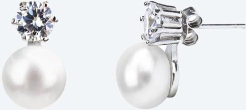 Ohrstecker 925 rhod. Süßwasserzuchtperle, Zirkonia